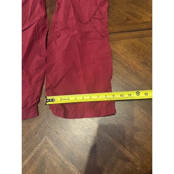 Abercrombie & Fitch Burgundy Nylon Pants Athletic Side Stripe Zippers Size L |W1 - Picture 3 of 7